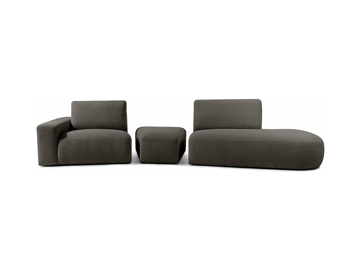 Canapé d'angle moderne droit - ZUCCO - 4 places - tissu boucle - Brun foncé