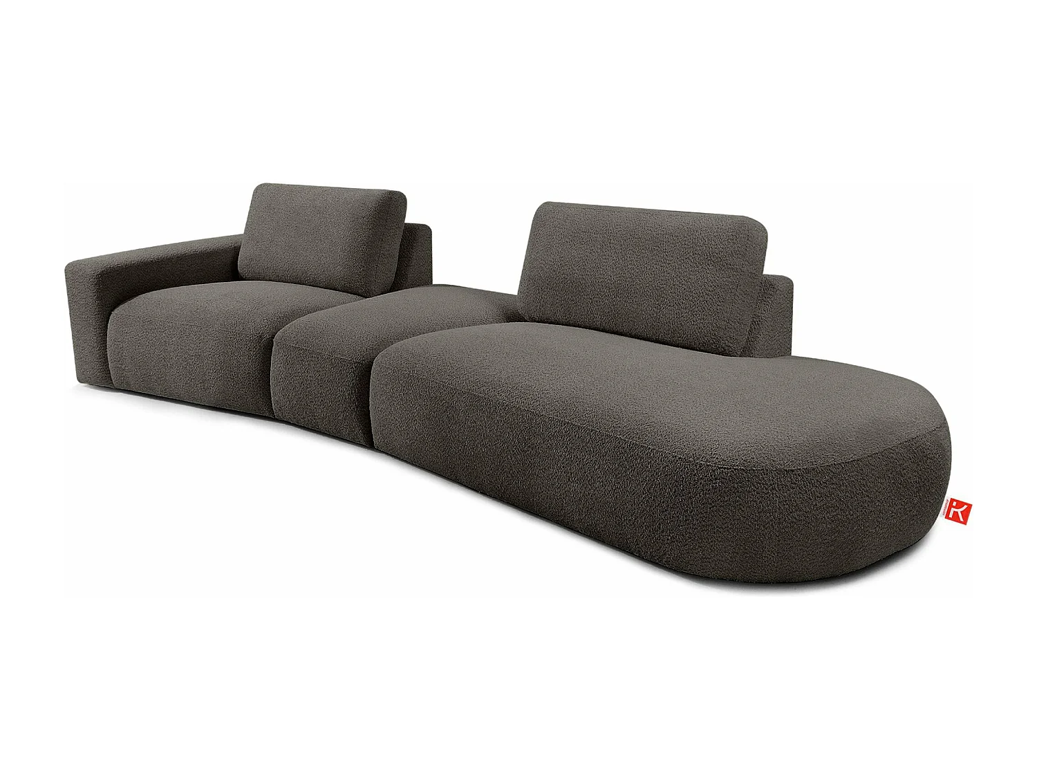 Ecksofa rechts - modern - ZUCCO - 4-Sitzer - Boucle - Dunkelbraun