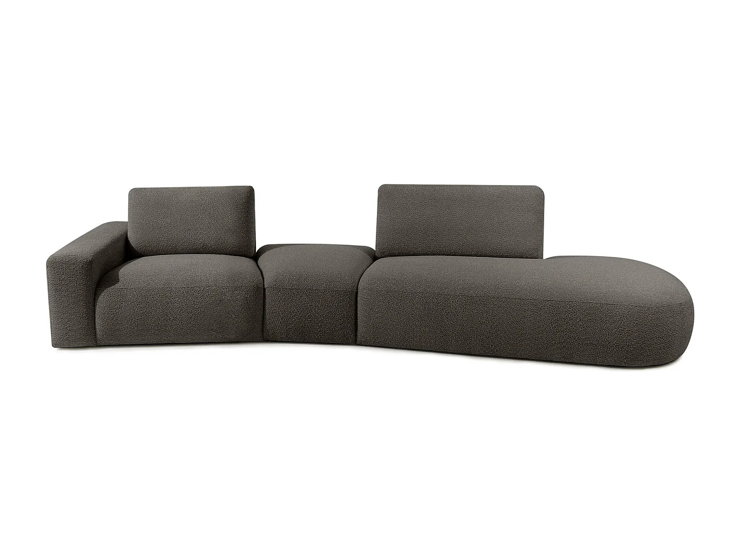 Ecksofa rechts - modern - ZUCCO - 4-Sitzer - Boucle - Dunkelbraun