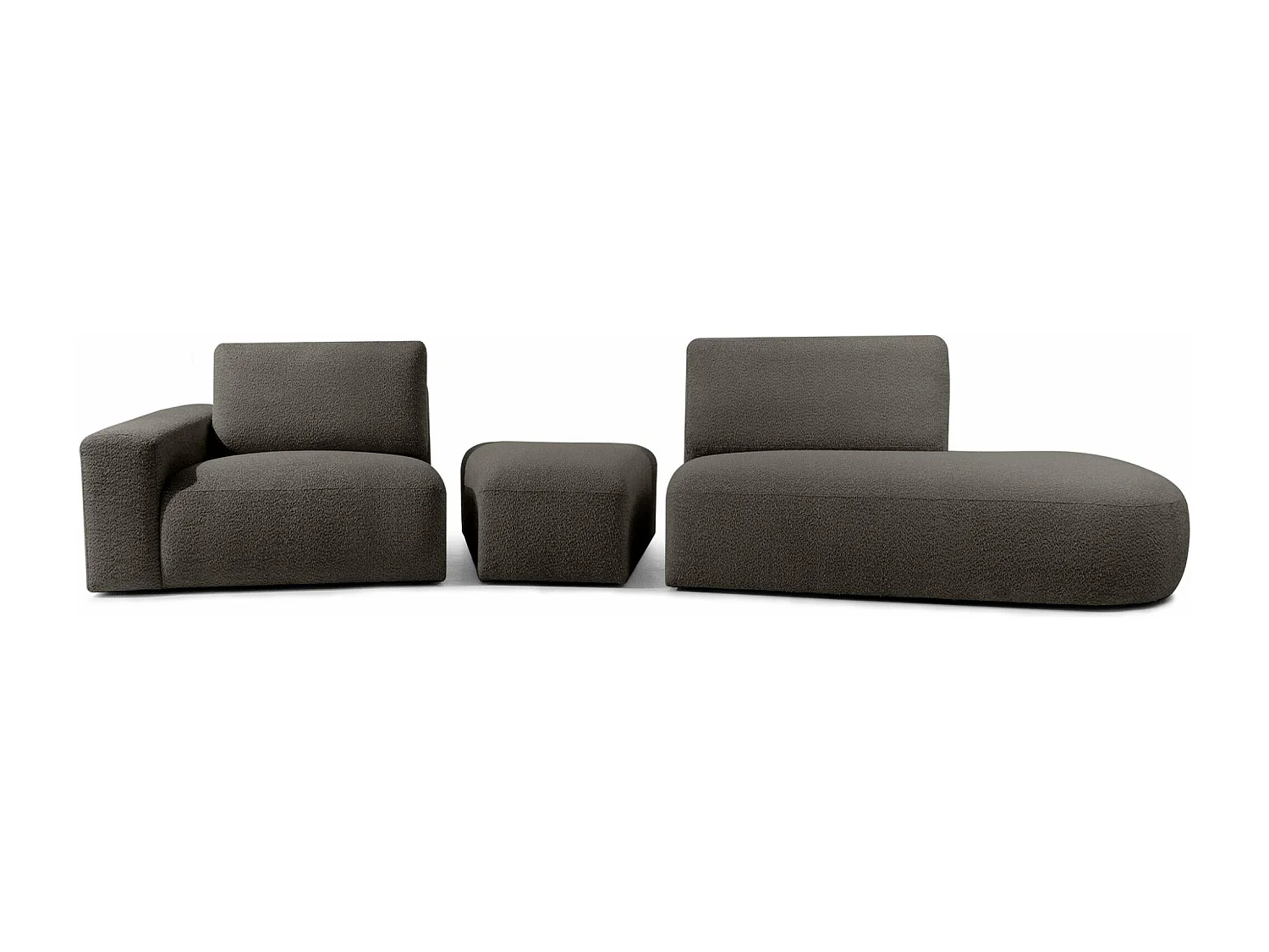 Ecksofa rechts - modern - ZUCCO - 4-Sitzer - Boucle - Dunkelbraun