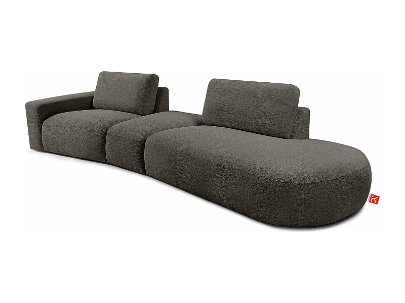 Ecksofa rechts - modern - ZUCCO - 4-Sitzer - Boucle - Dunkelbraun