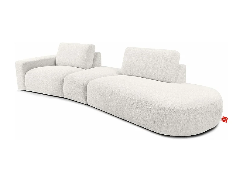 Ecksofa rechts - modern - ZUCCO - 4-Sitzer - Boucle - Ecru