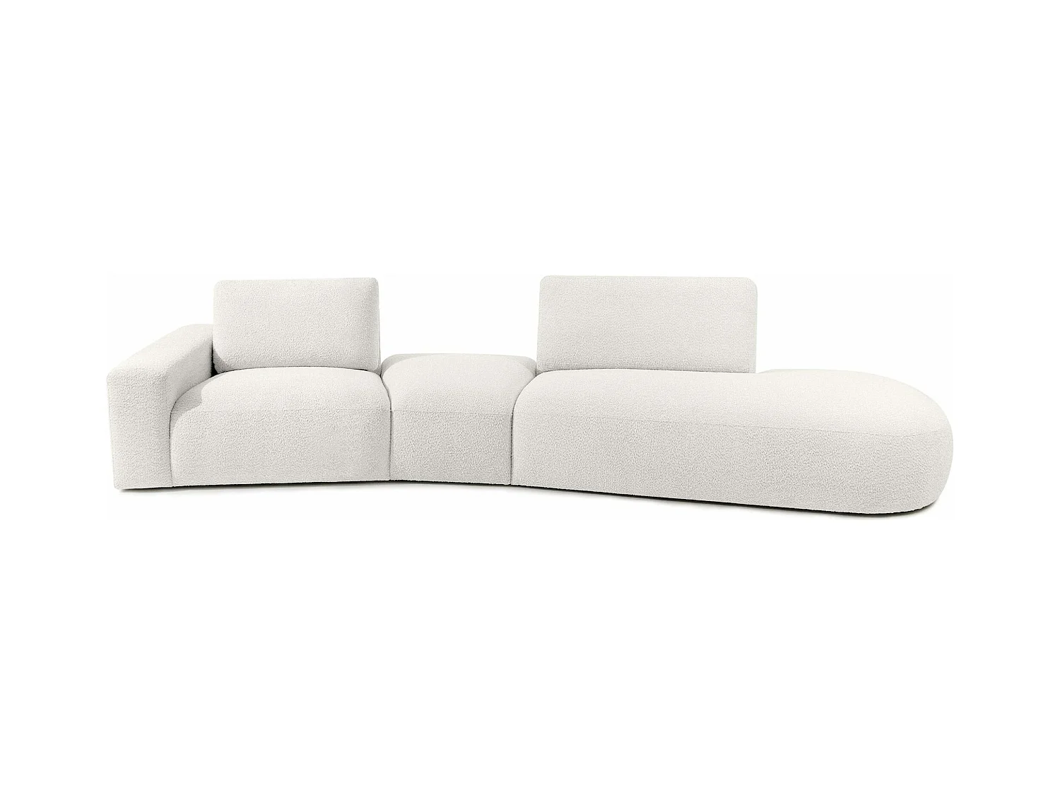 Ecksofa rechts - modern - ZUCCO - 4-Sitzer - Boucle - Ecru