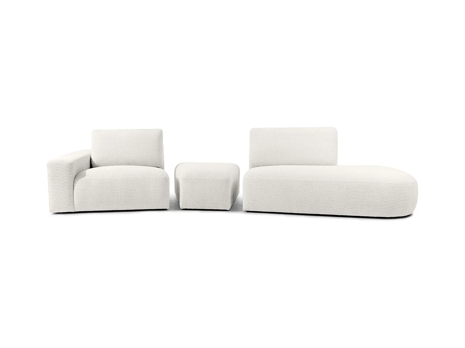 Ecksofa rechts - modern - ZUCCO - 4-Sitzer - Boucle - Ecru