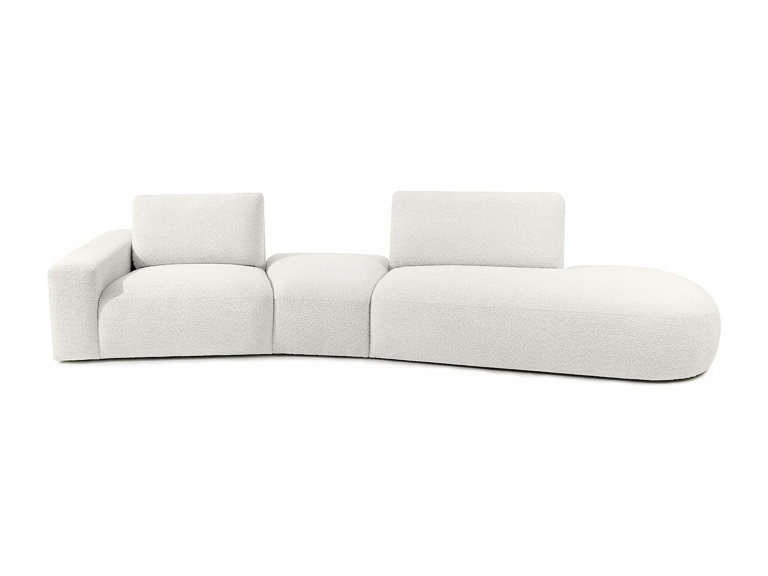 Ecksofa rechts - modern - ZUCCO - 4-Sitzer - Boucle - Ecru
