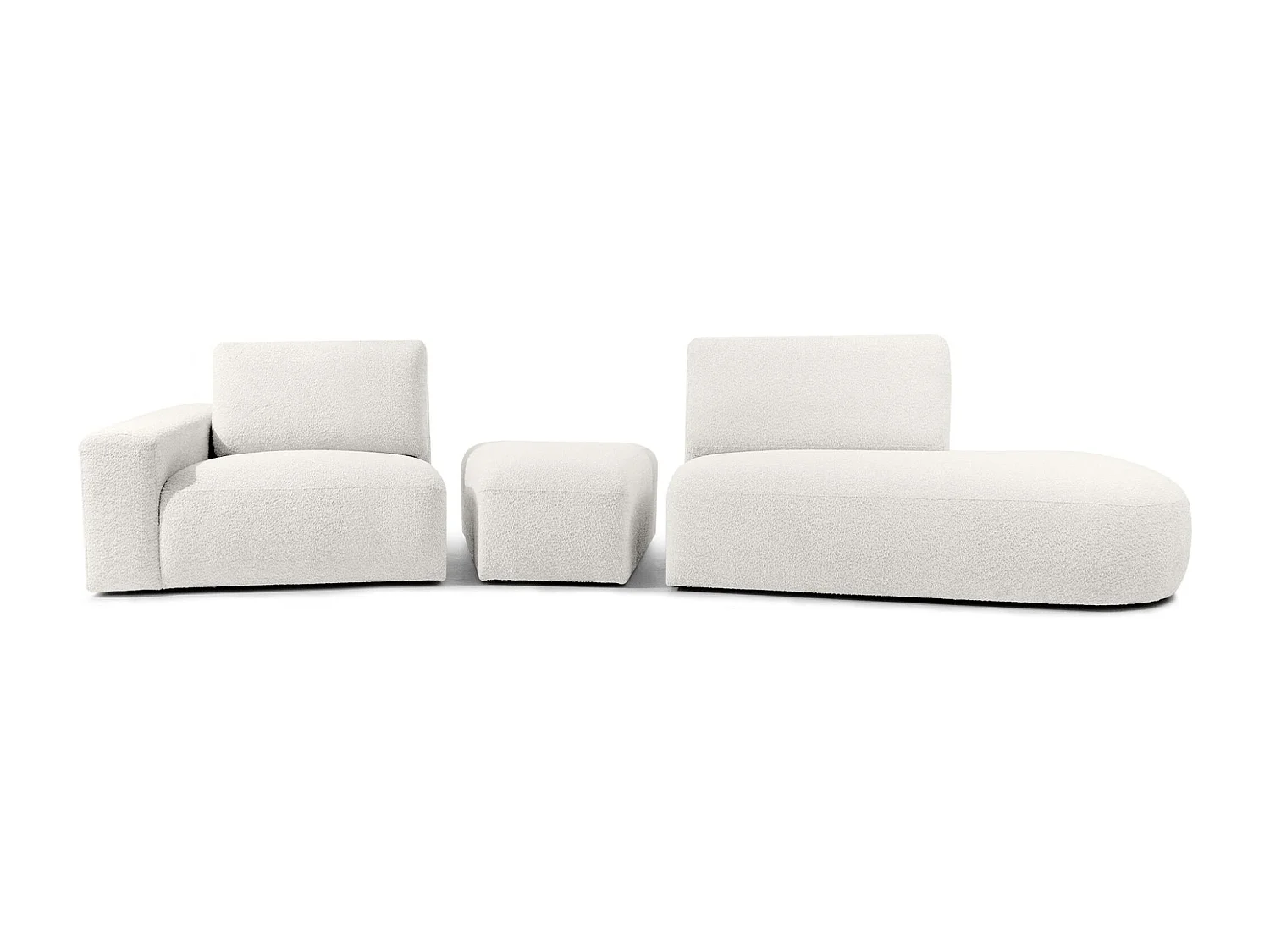 Ecksofa rechts - modern - ZUCCO - 4-Sitzer - Boucle - Ecru