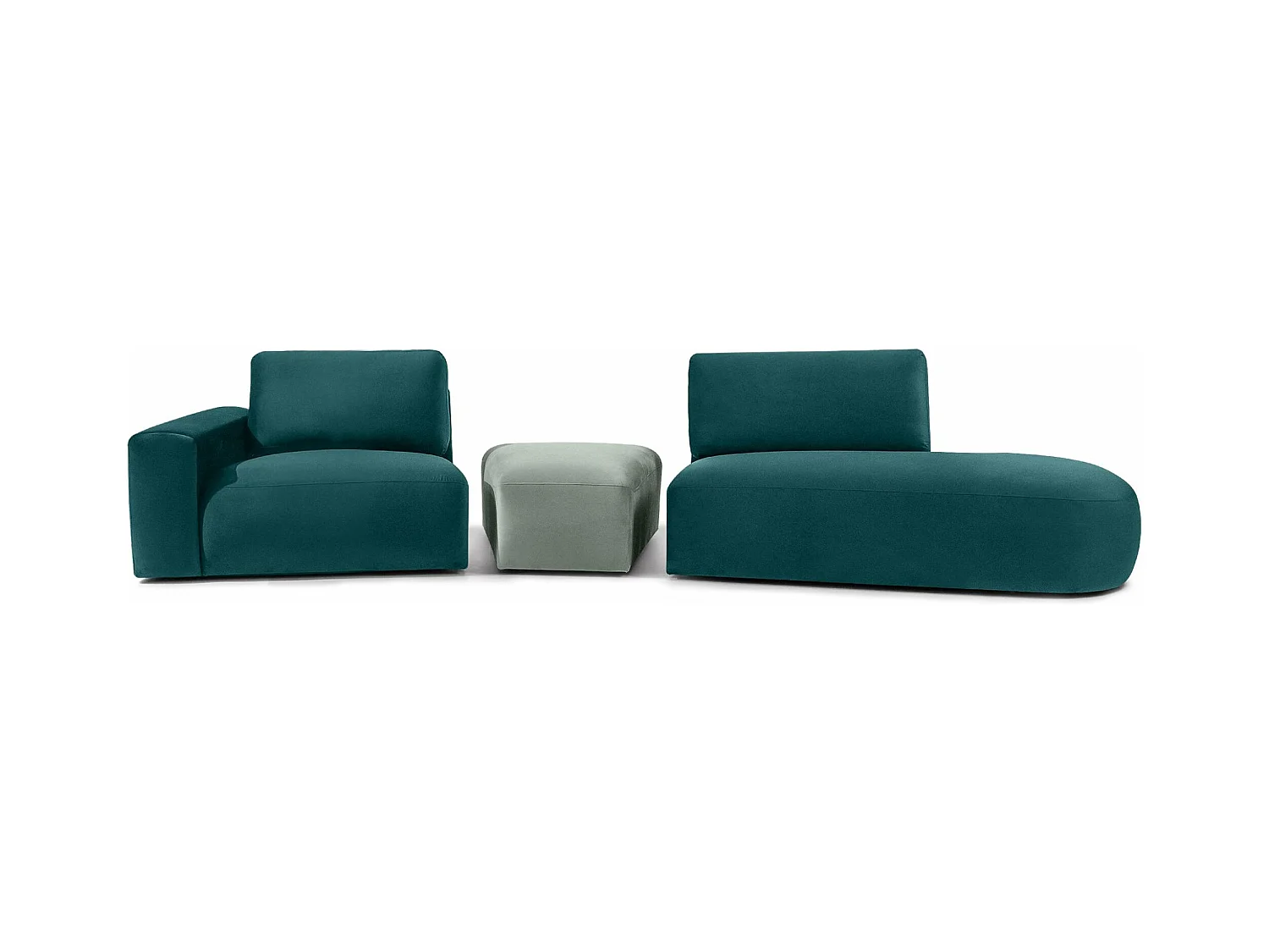 Ecksofa rechts - modern - ZUCCO - 4-Sitzer - Veloursstoff - Mint