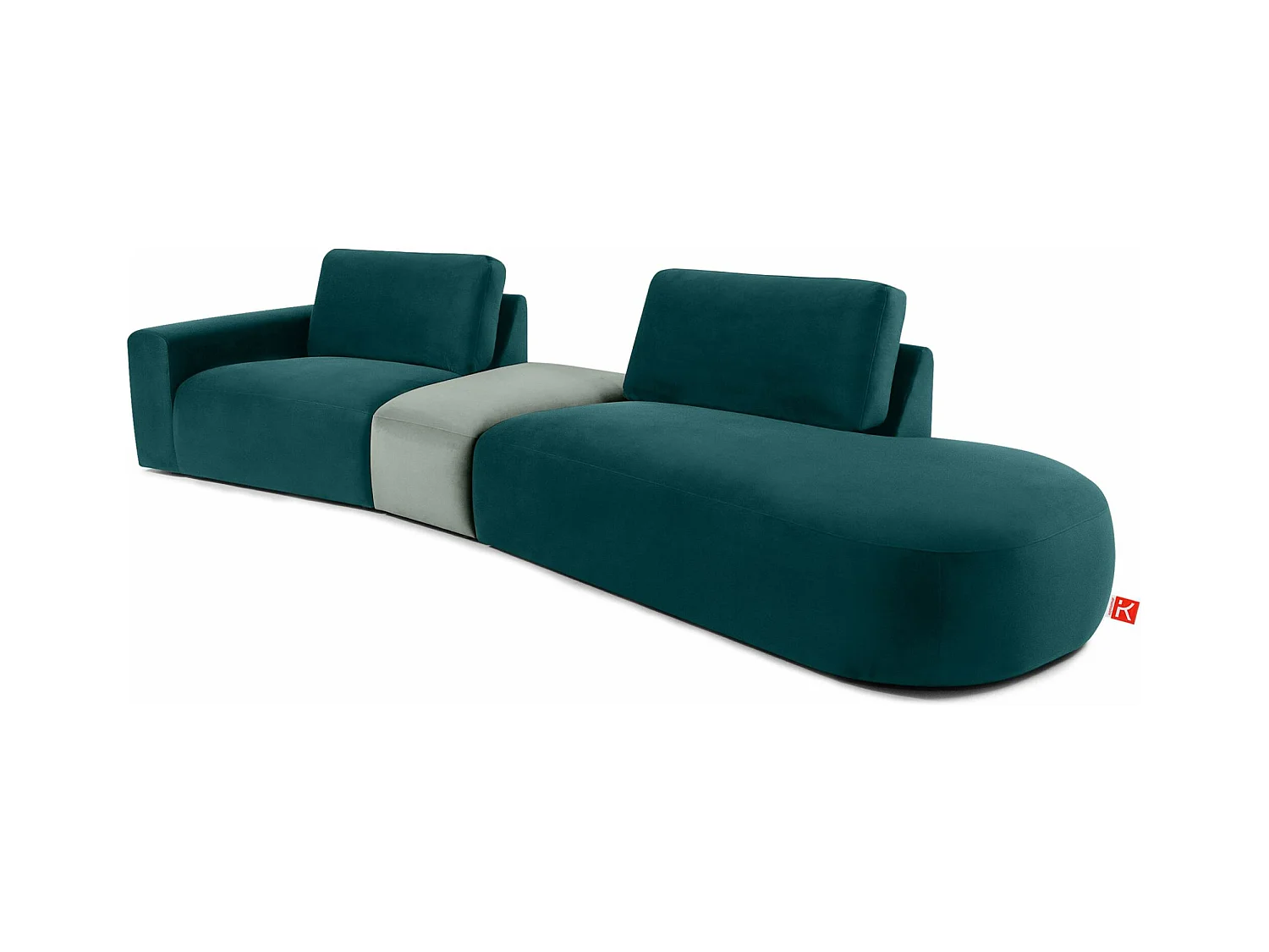 Canapé d'angle moderne droit - ZUCCO - 4 places - tissu velour - Menthe