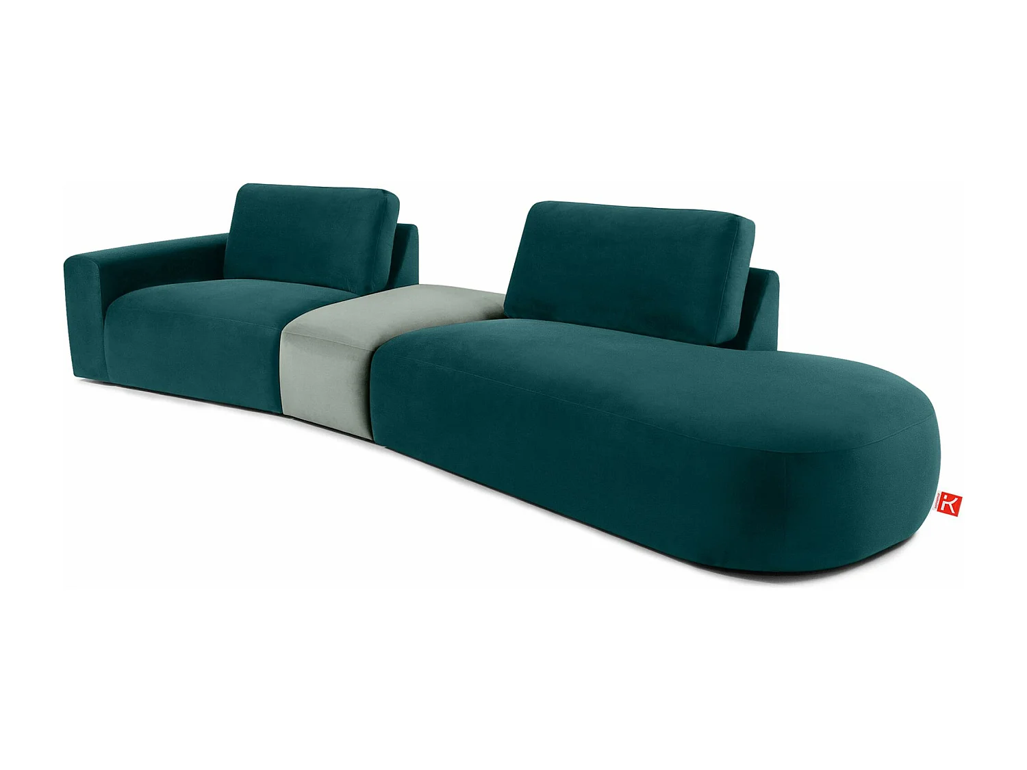 Canapé d'angle moderne droit - ZUCCO - 4 places - tissu velour - Menthe
