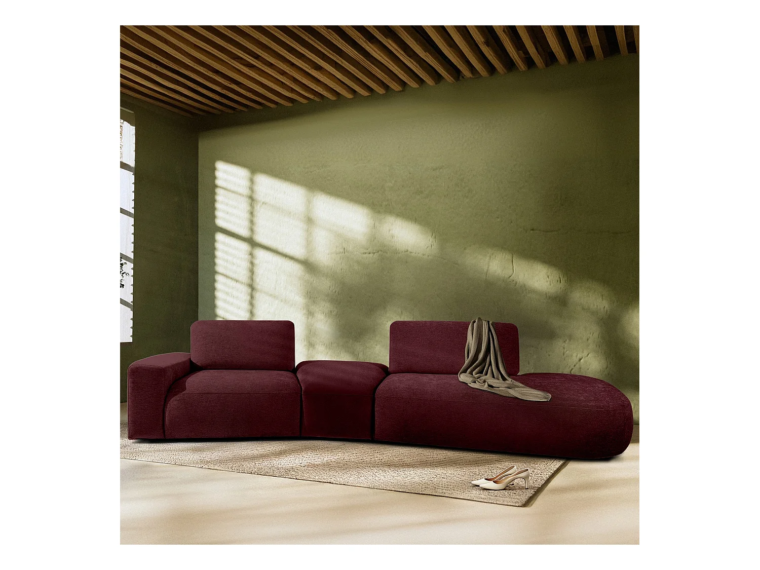 Ecksofa rechts - modern - ZUCCO - 4-Sitzer - Chenille Stoff - Violett