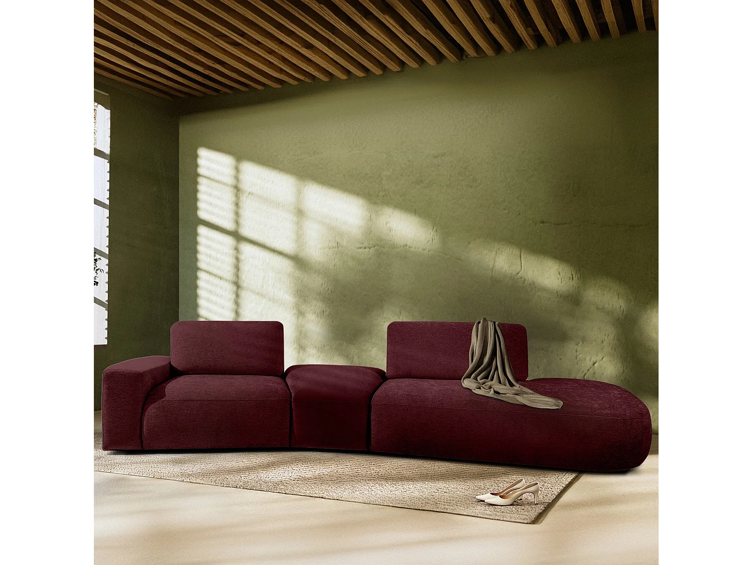 Ecksofa rechts - modern - ZUCCO - 4-Sitzer - Chenille Stoff - Violett