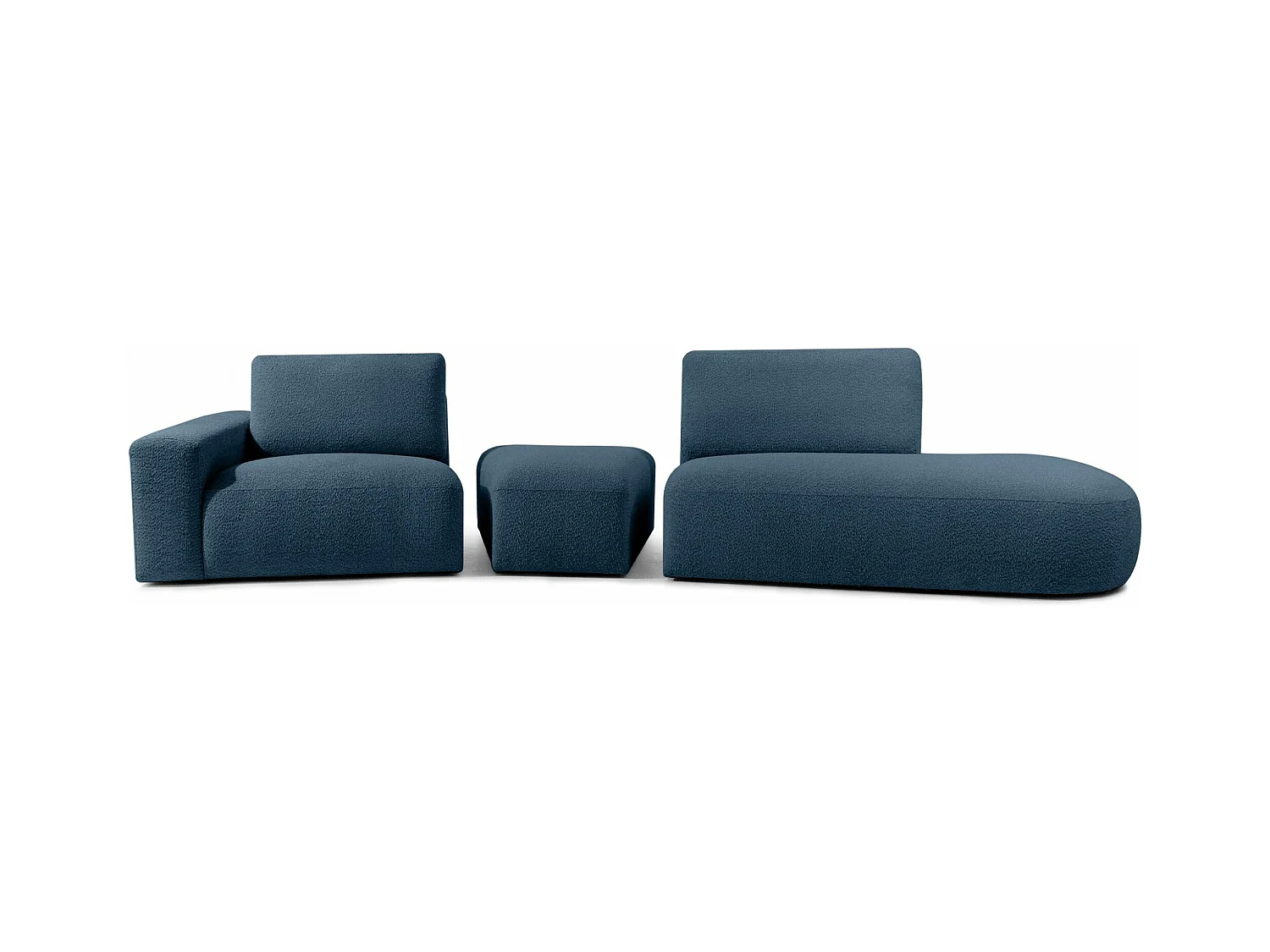 Ecksofa rechts - modern - ZUCCO - 4-Sitzer - Boucle - Nachtblau