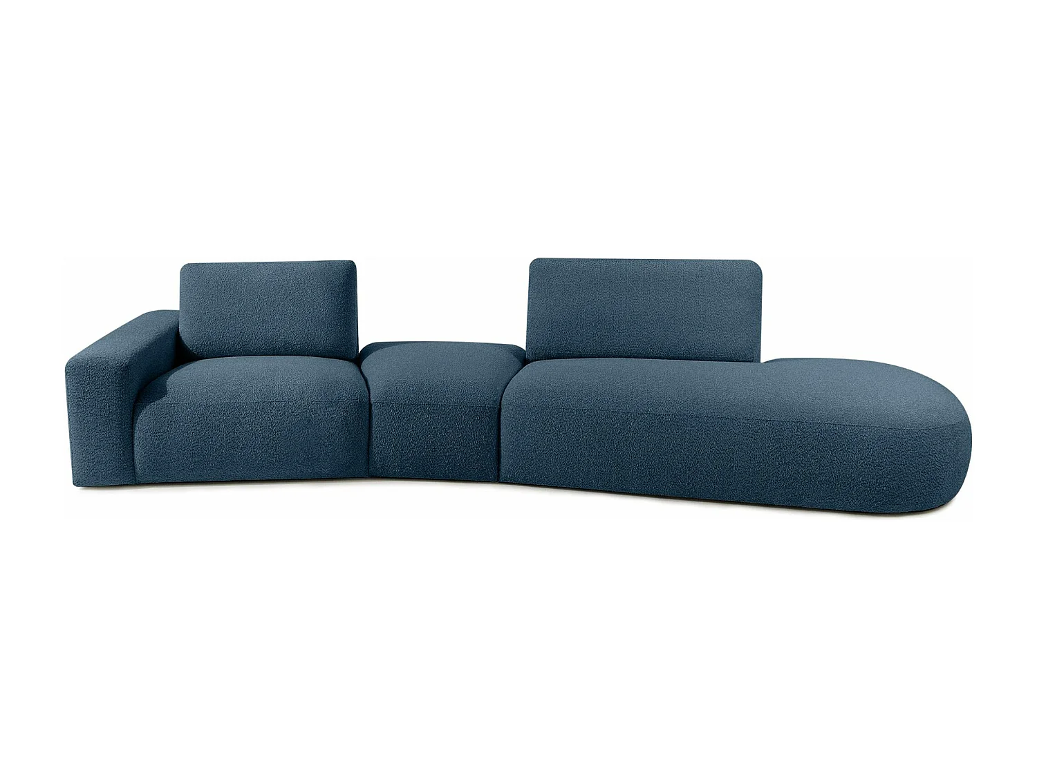 Ecksofa rechts - modern - ZUCCO - 4-Sitzer - Boucle - Nachtblau