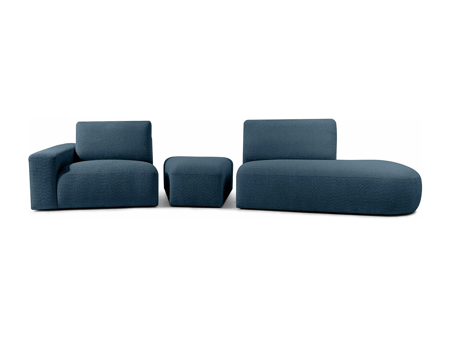 Ecksofa rechts - modern - ZUCCO - 4-Sitzer - Boucle - Nachtblau