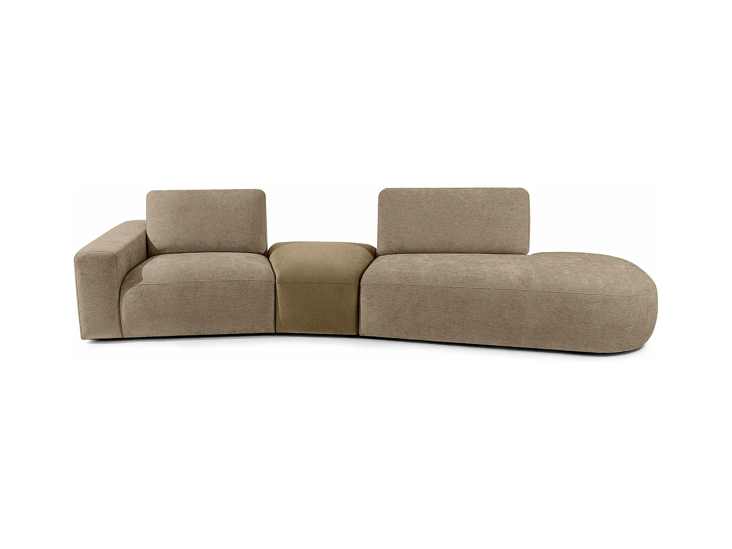 Canapé d'angle moderne droit - ZUCCO - 4 places - tissu chenille - Beige