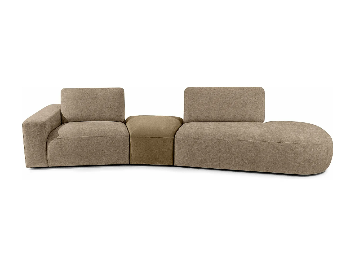 Canapé d'angle moderne droit - ZUCCO - 4 places - tissu chenille - Beige