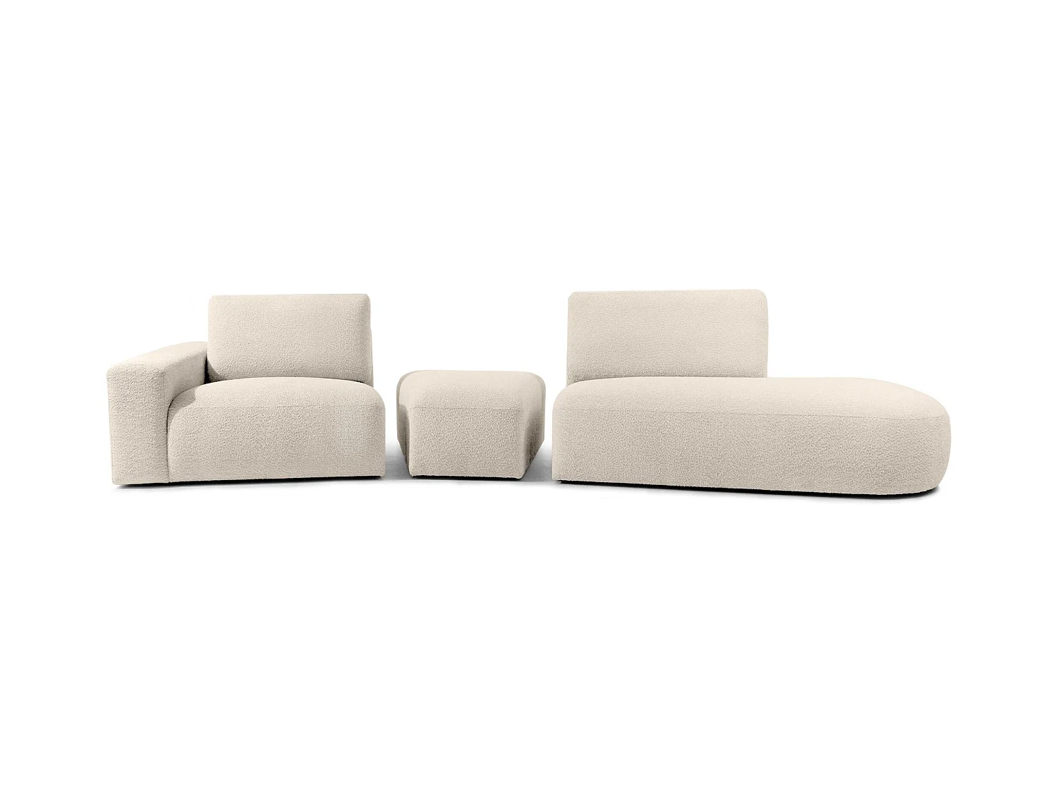 Ecksofa rechts - modern - ZUCCO - 4-Sitzer - Boucle - Beige