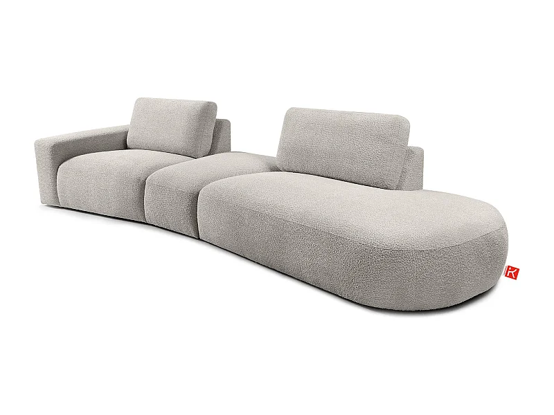 Ecksofa rechts - modern - ZUCCO - 4-Sitzer - Boucle - Hellbraun