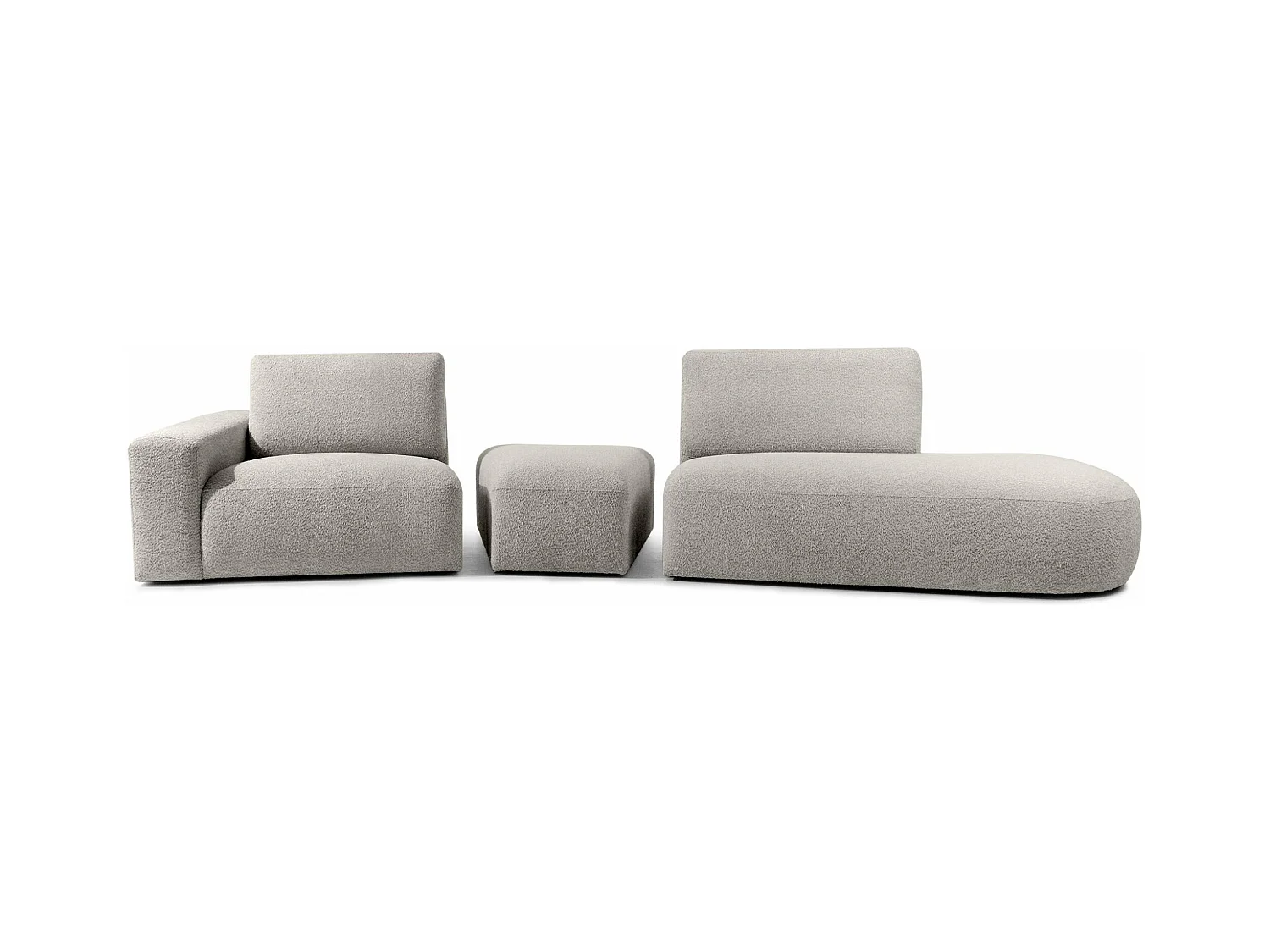 Ecksofa rechts - modern - ZUCCO - 4-Sitzer - Boucle - Hellbraun