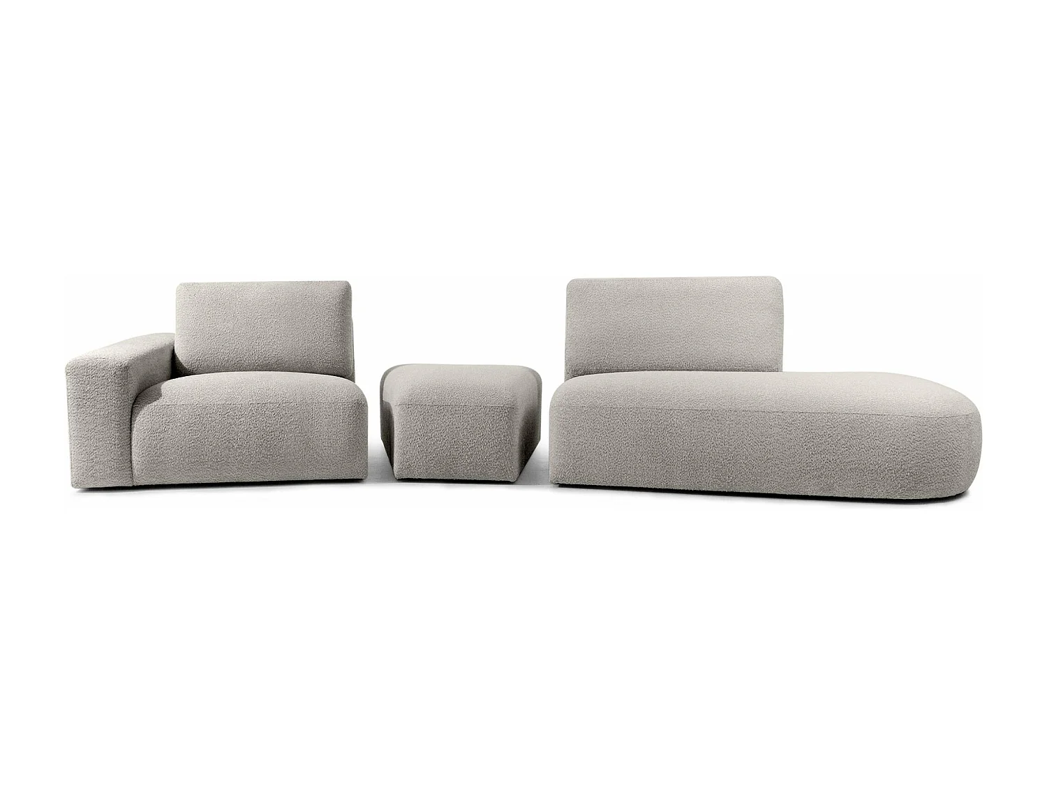 Ecksofa rechts - modern - ZUCCO - 4-Sitzer - Boucle - Hellbraun