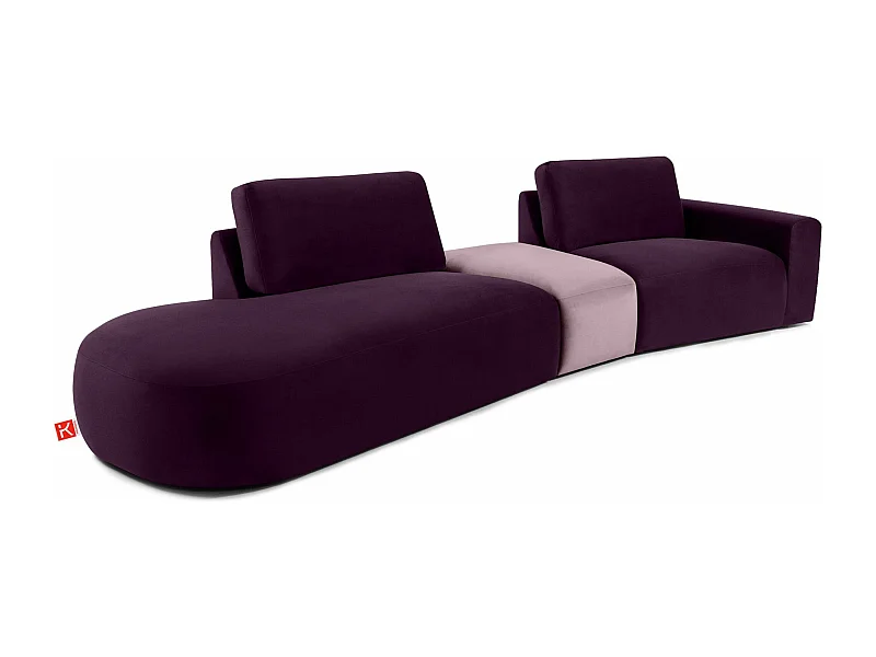 Ecksofa links - modern - ZUCCO - 4-Sitzer - Veloursstoff - Violett