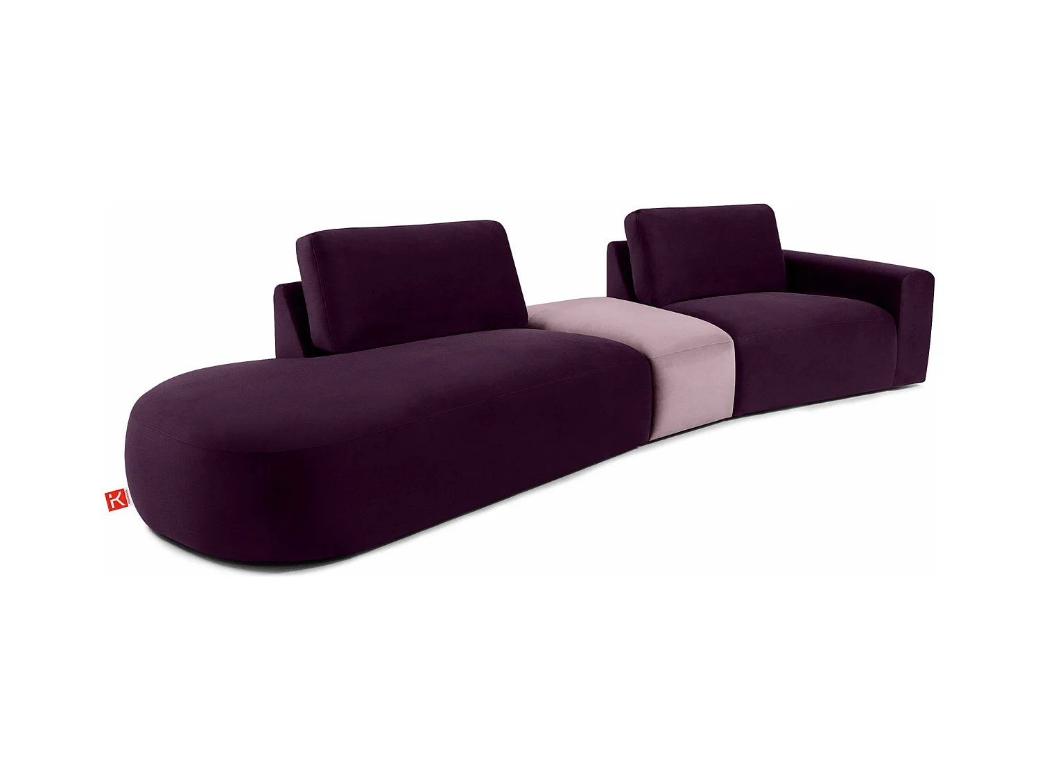 Canapé d'angle moderne gauche - ZUCCO - 4 places - tissu velours - Violet