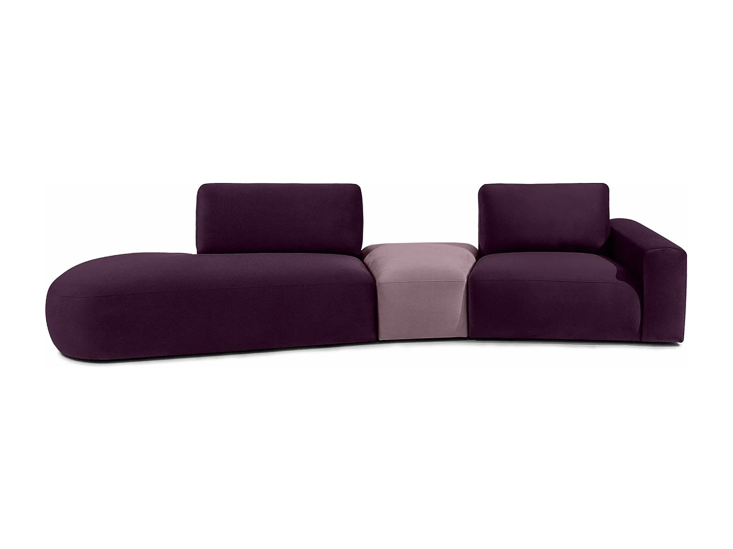 Ecksofa links - modern - ZUCCO - 4-Sitzer - Veloursstoff - Violett