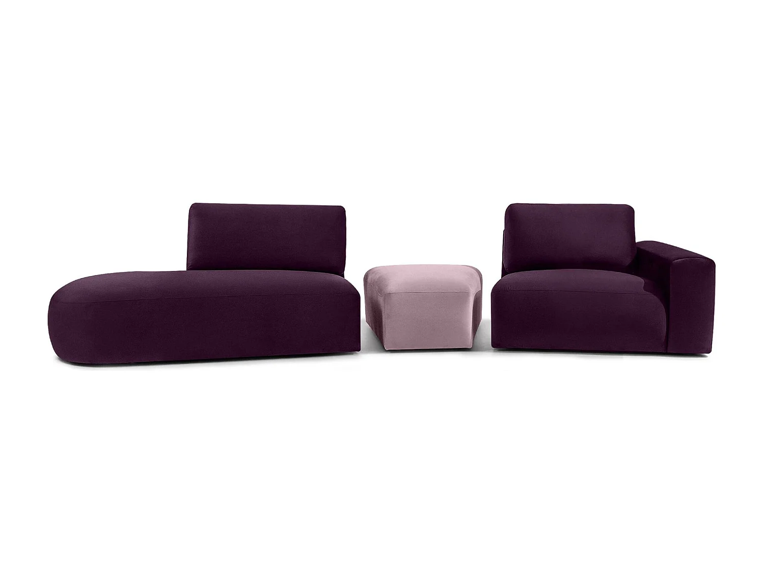 Ecksofa links - modern - ZUCCO - 4-Sitzer - Veloursstoff - Violett