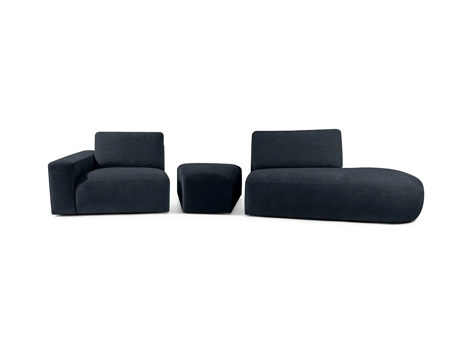 Ecksofa rechts - modern - ZUCCO - 4-Sitzer - Chenille Stoff - Dunkelblau