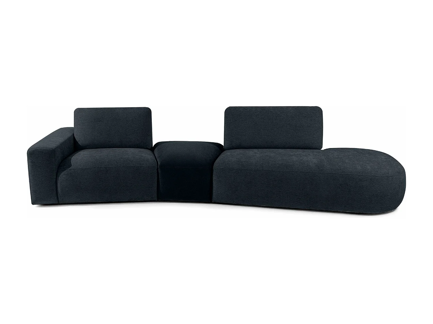 Ecksofa rechts - modern - ZUCCO - 4-Sitzer - Chenille Stoff - Dunkelblau