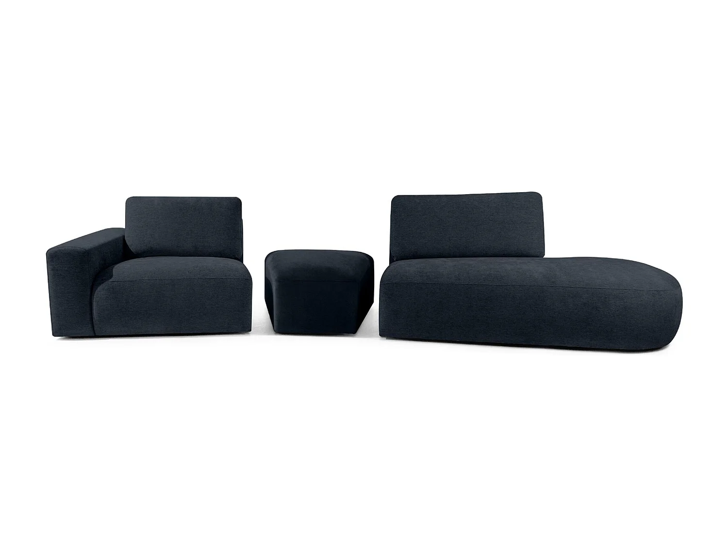 Ecksofa rechts - modern - ZUCCO - 4-Sitzer - Chenille Stoff - Dunkelblau