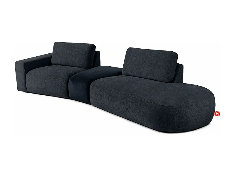 Ecksofa rechts - modern - ZUCCO - 4-Sitzer - Chenille Stoff - Dunkelblau