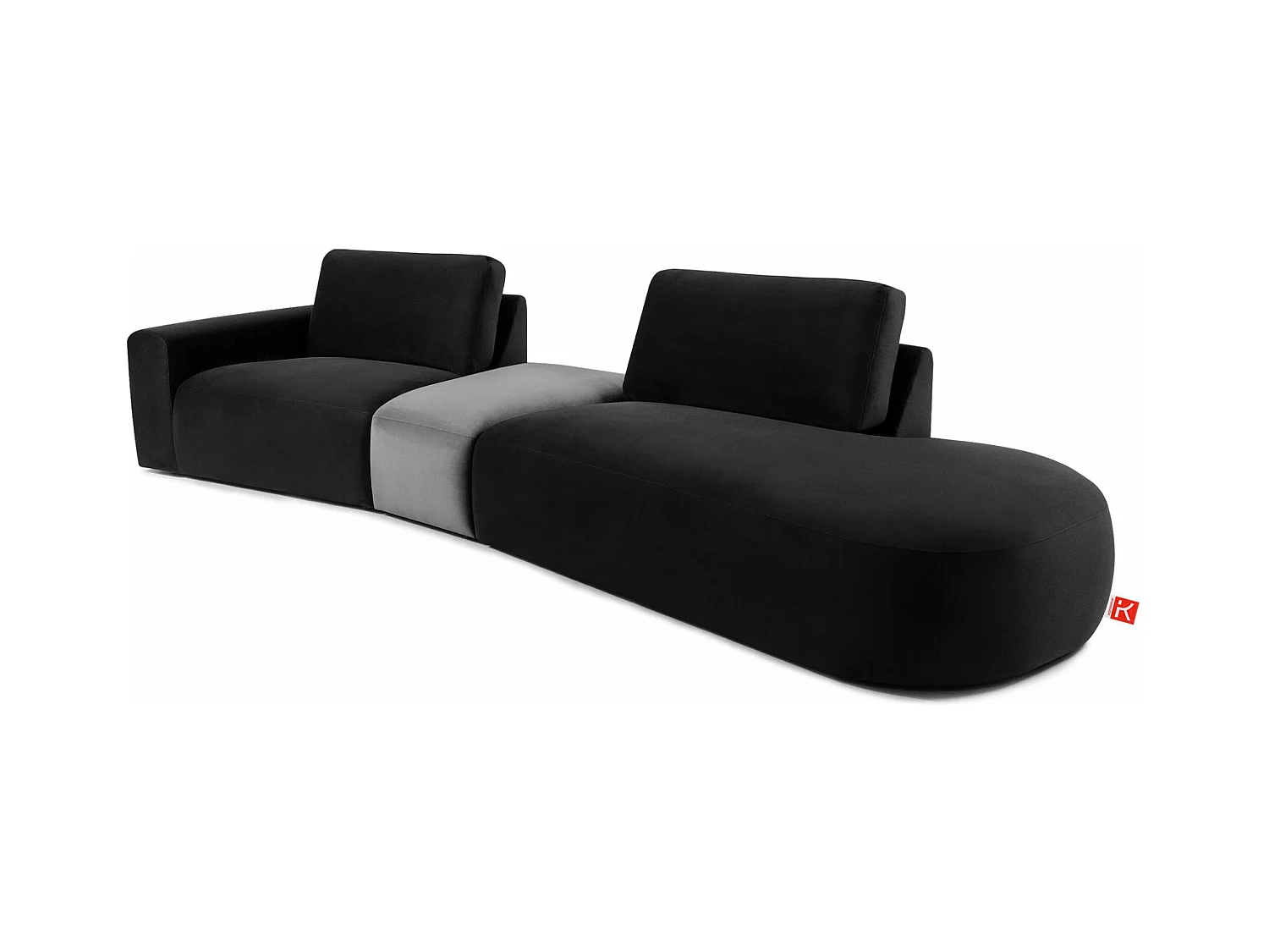 Ecksofa rechts - modern - ZUCCO - 4-Sitzer - Veloursstoff - Dunkelgrau