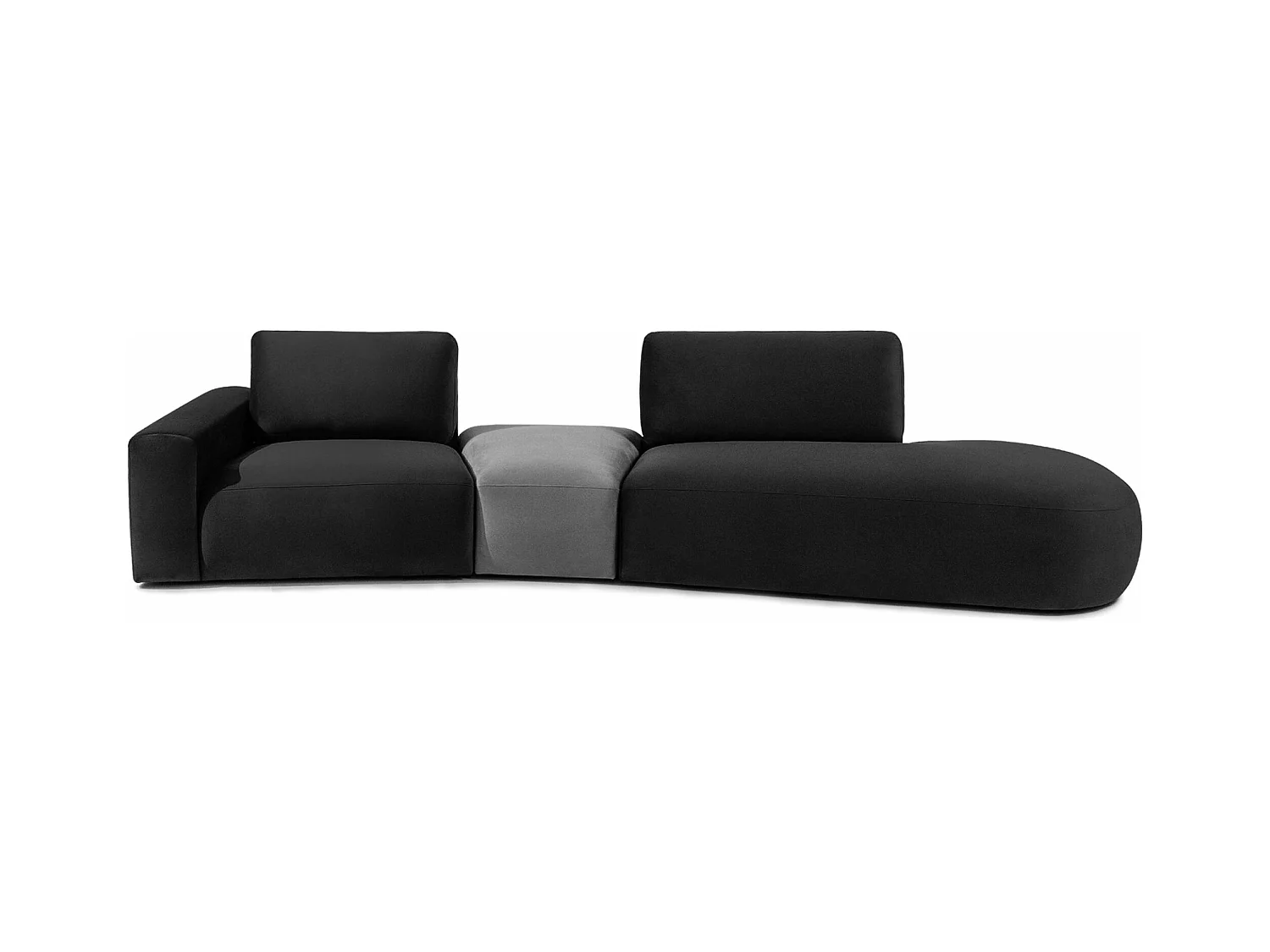 Ecksofa rechts - modern - ZUCCO - 4-Sitzer - Veloursstoff - Dunkelgrau