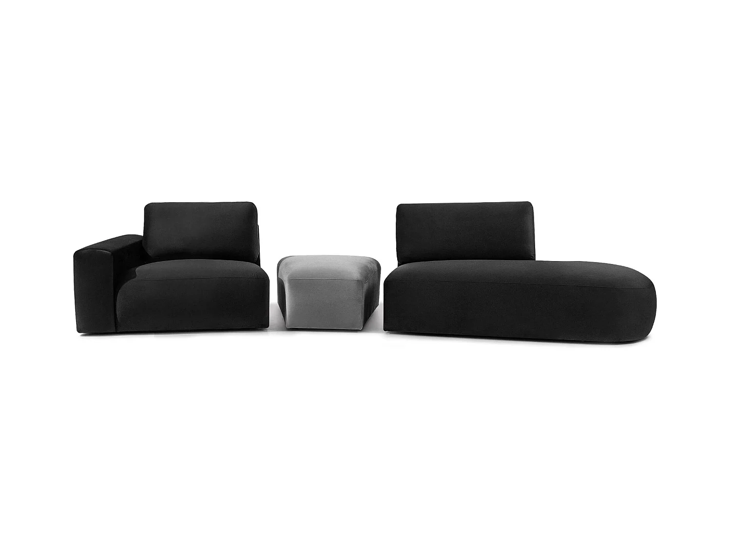 Ecksofa rechts - modern - ZUCCO - 4-Sitzer - Veloursstoff - Dunkelgrau