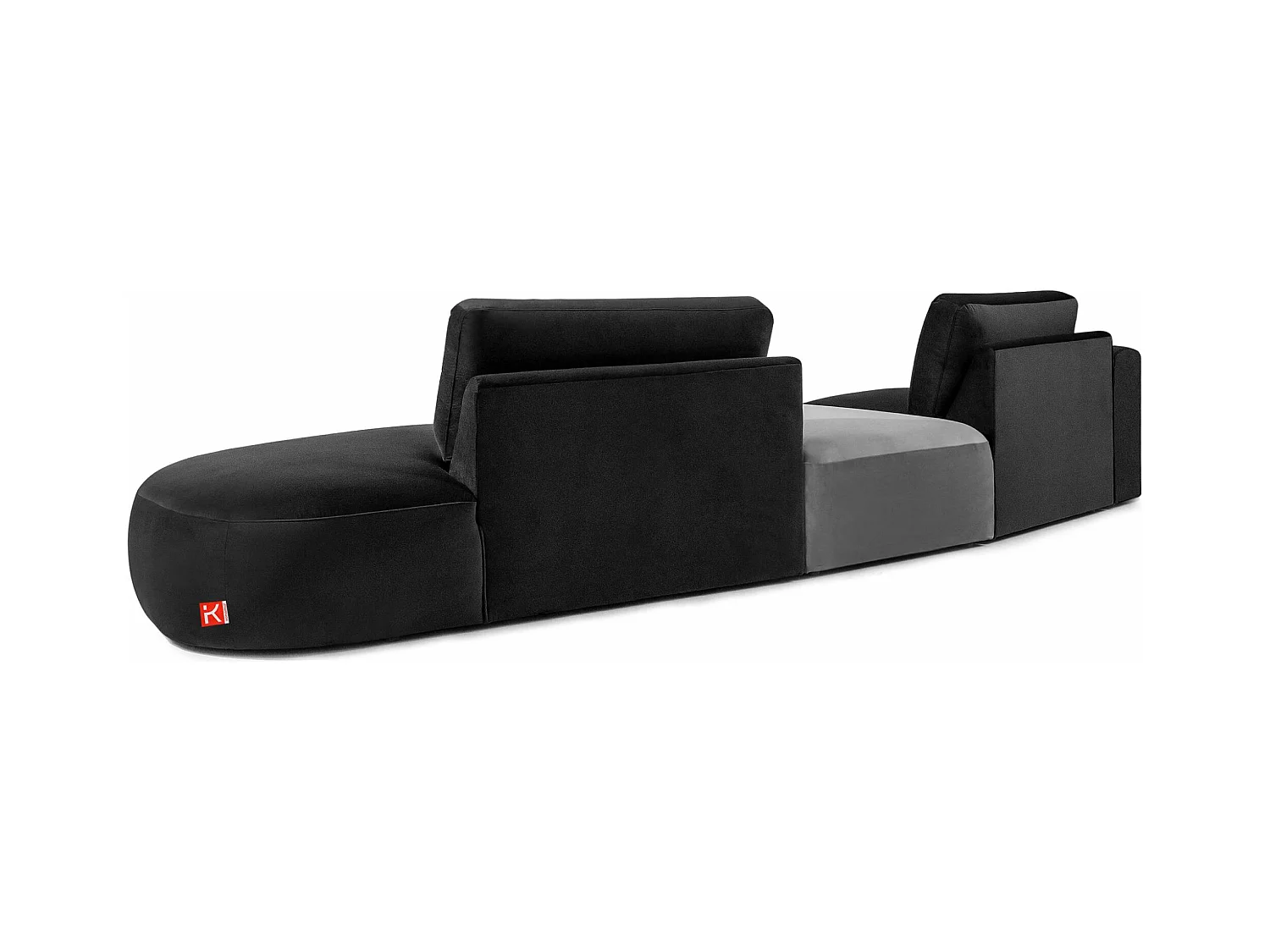 Ecksofa rechts - modern - ZUCCO - 4-Sitzer - Veloursstoff - Dunkelgrau