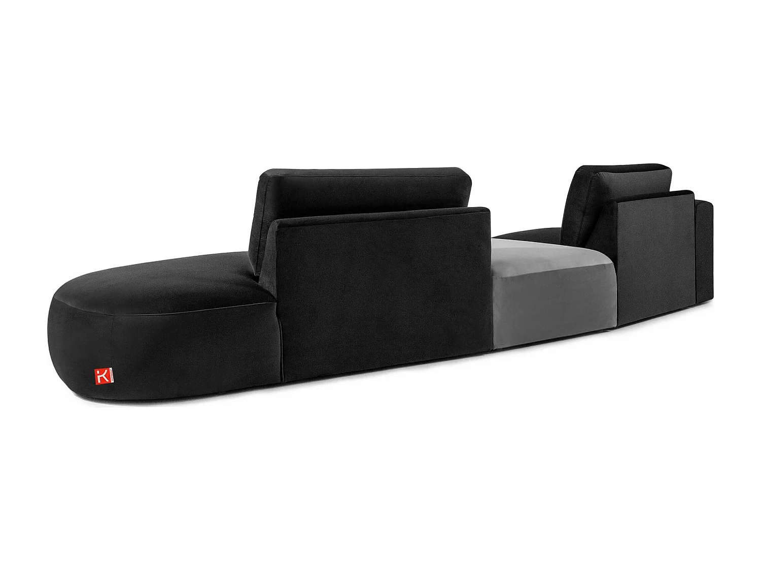 Canapé d'angle moderne droit - ZUCCO - 4 places - tissu velour - Gris foncé