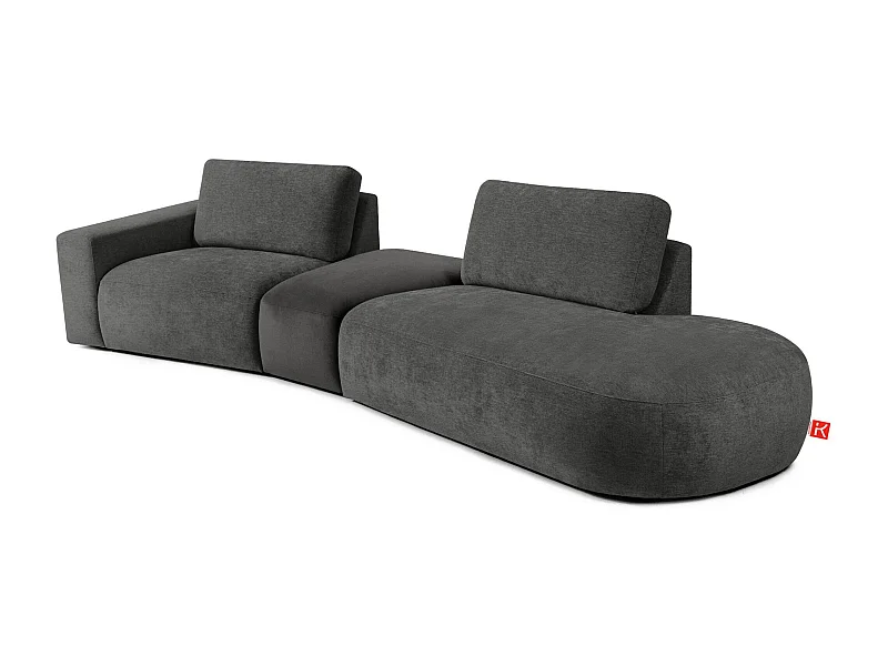 Ecksofa rechts - modern - ZUCCO - 4-Sitzer - Chenille Stoff - Anthrazit