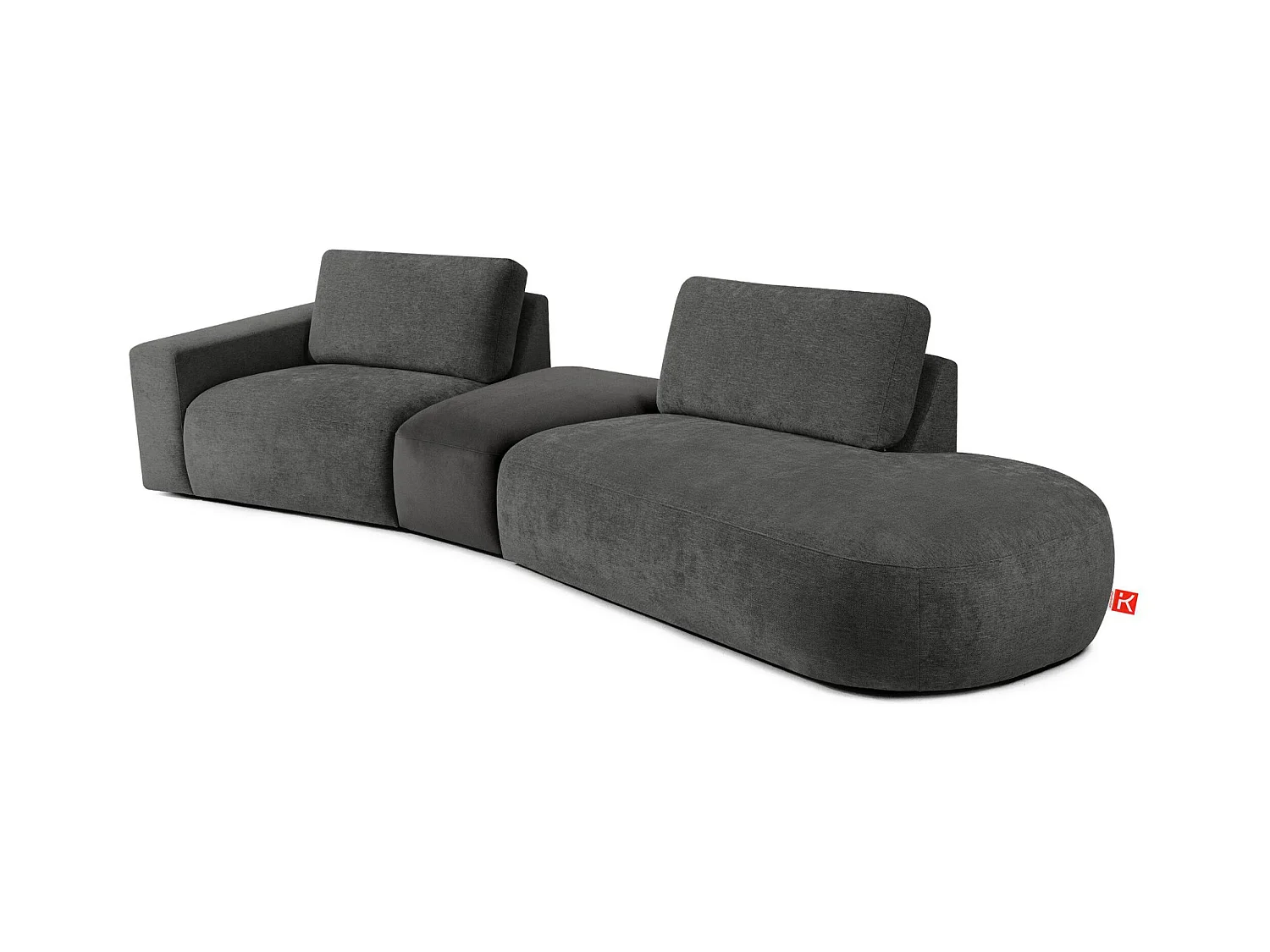 Ecksofa rechts - modern - ZUCCO - 4-Sitzer - Chenille Stoff - Anthrazit