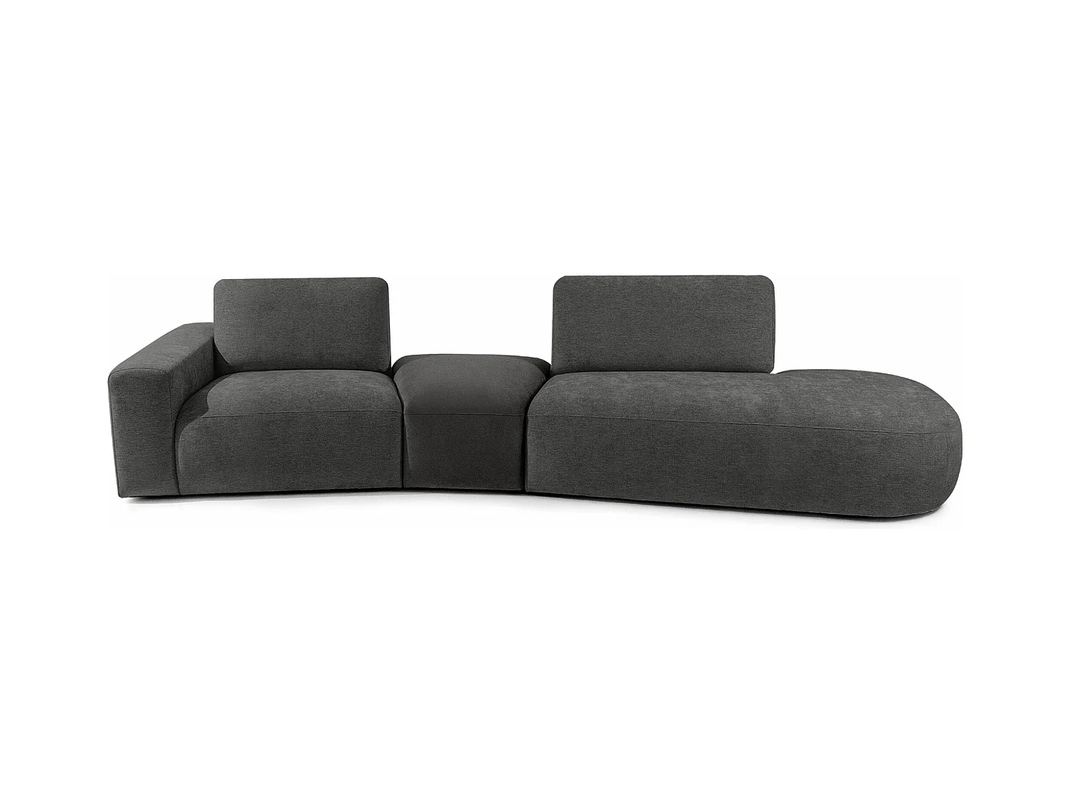 Ecksofa rechts - modern - ZUCCO - 4-Sitzer - Chenille Stoff - Anthrazit