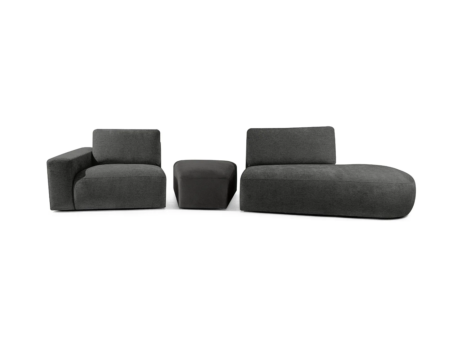 Ecksofa rechts - modern - ZUCCO - 4-Sitzer - Chenille Stoff - Anthrazit