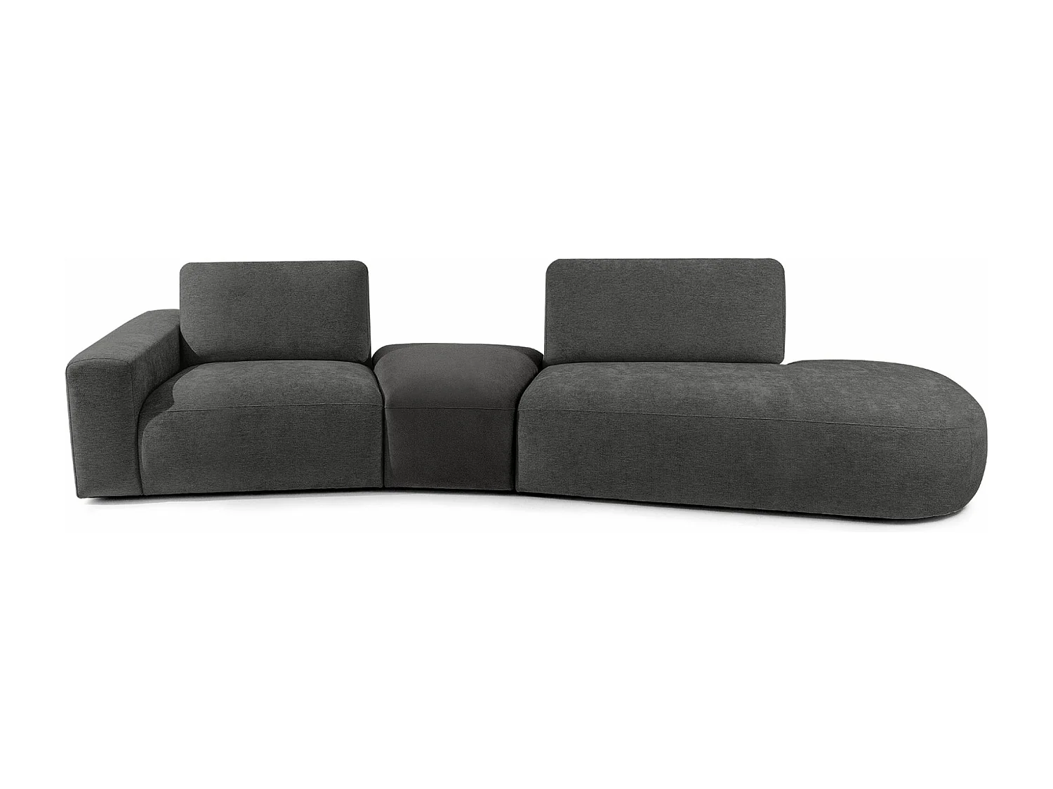 Ecksofa rechts - modern - ZUCCO - 4-Sitzer - Chenille Stoff - Anthrazit