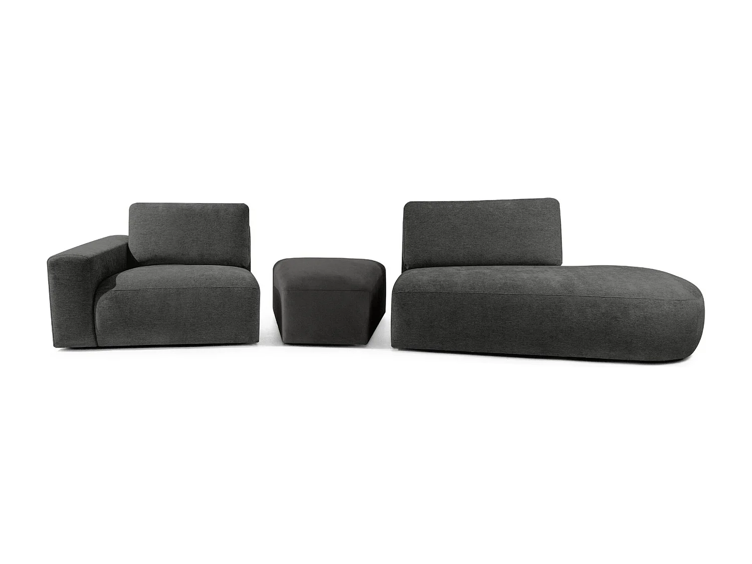 Ecksofa rechts - modern - ZUCCO - 4-Sitzer - Chenille Stoff - Anthrazit