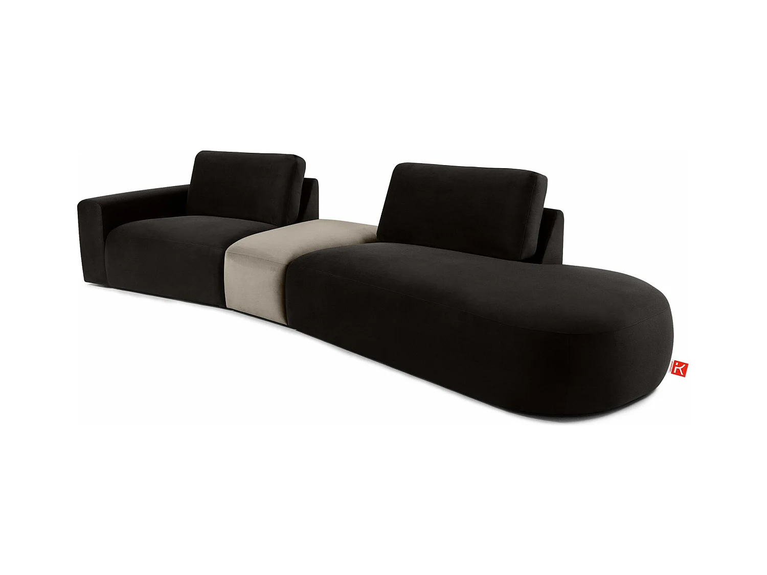 Ecksofa rechts - modern - ZUCCO - 4-Sitzer - Veloursstoff - Braun