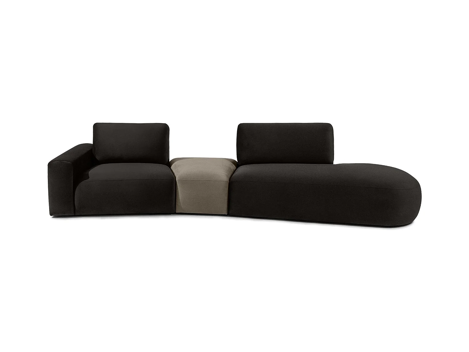 Ecksofa rechts - modern - ZUCCO - 4-Sitzer - Veloursstoff - Braun
