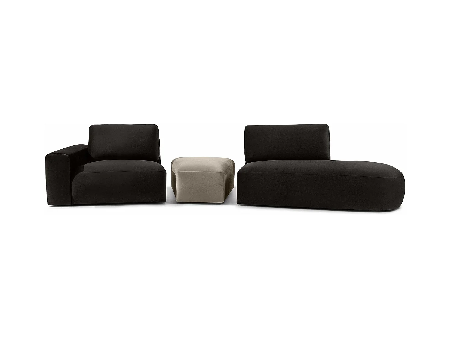Ecksofa rechts - modern - ZUCCO - 4-Sitzer - Veloursstoff - Braun