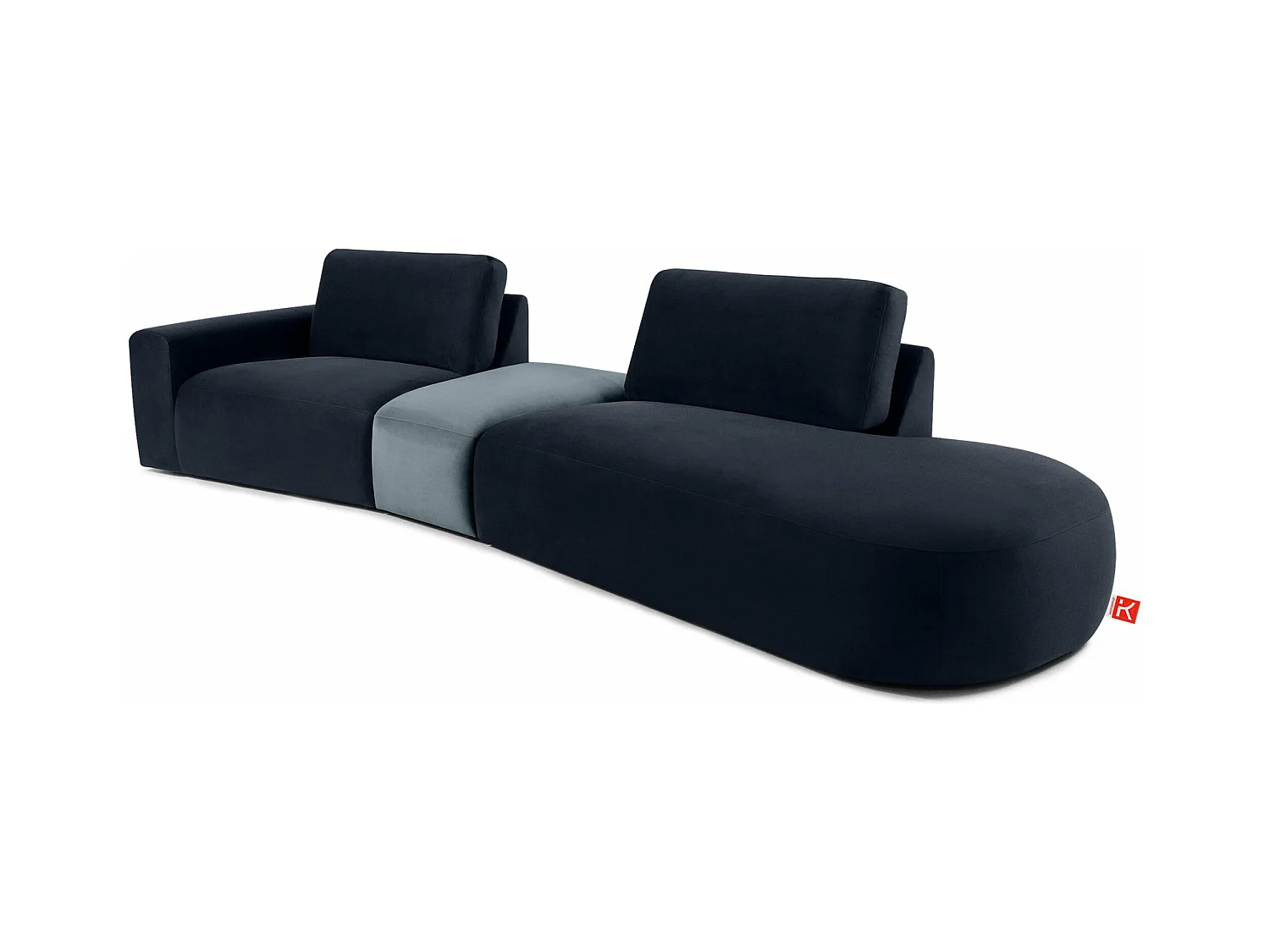 Ecksofa rechts - modern - ZUCCO - 4-Sitzer - Veloursstoff - Marineblau
