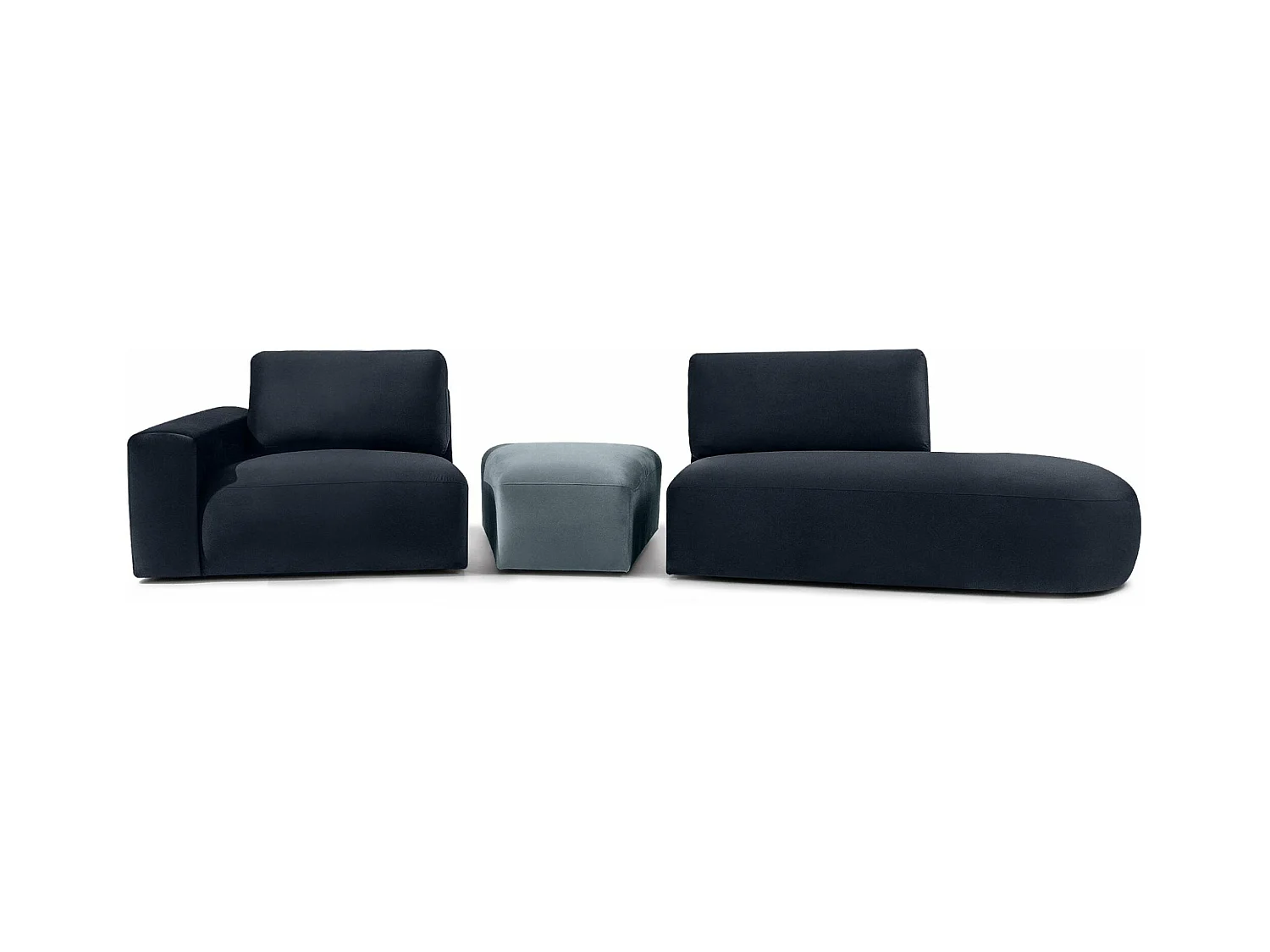 Ecksofa rechts - modern - ZUCCO - 4-Sitzer - Veloursstoff - Marineblau