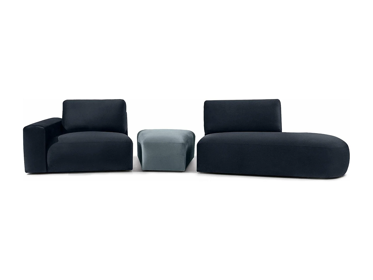 Canapé d'angle moderne droit - ZUCCO - 4 places - tissu velour - Bleu marine