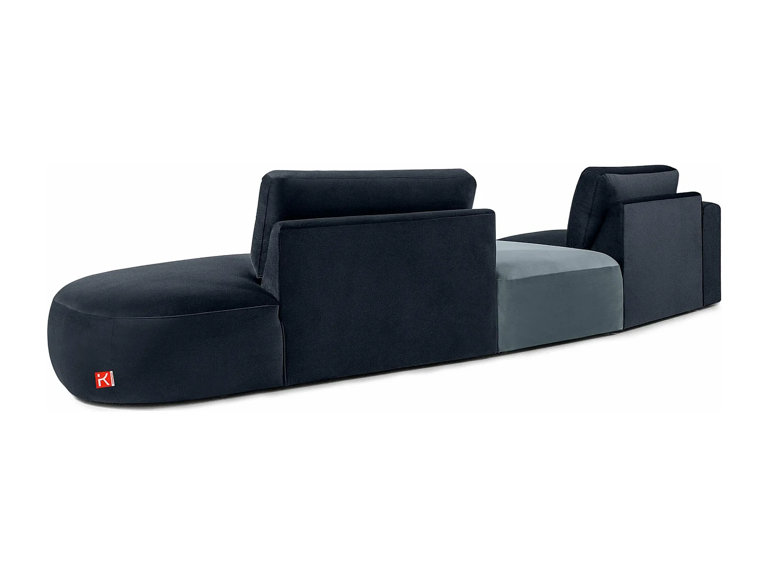 Canapé d'angle moderne droit - ZUCCO - 4 places - tissu velour - Bleu marine